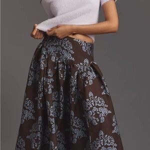 NWT By Anthropologie Brocade Midi Skirt size 16